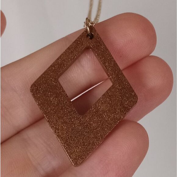 CLEARANCE-  Brown diamond resin pendent - Picture 4 of 5